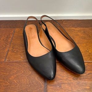 Madewell Black Leather Slingbacks 7.5